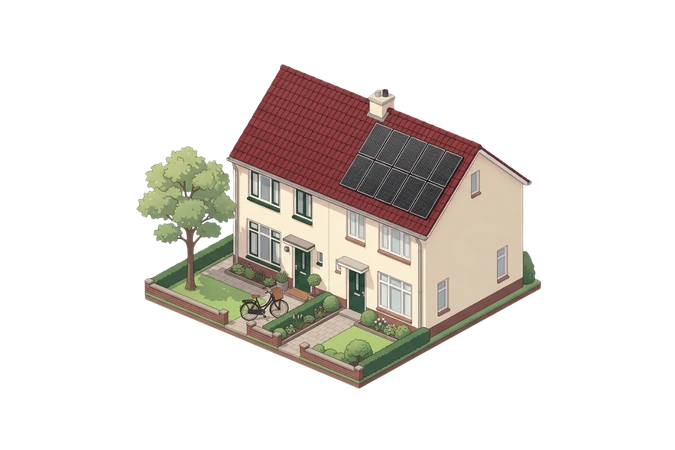 Twee-onder-een-kapwoning met zonnepanelen