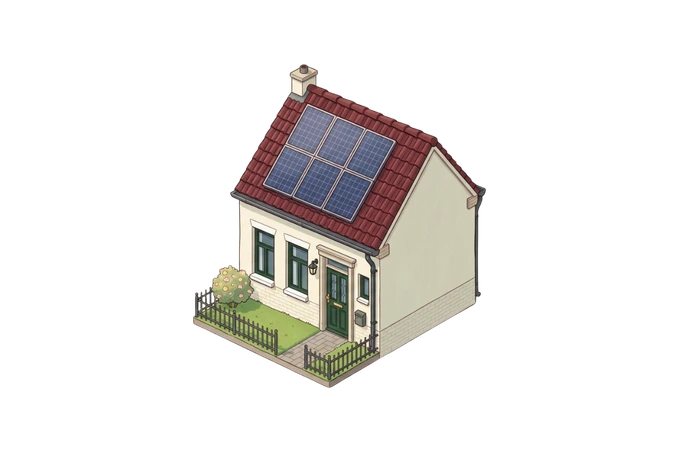 Kleine woning met zonnepanelen